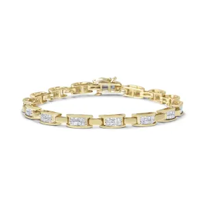 10K Yellow Gold 2.0 Cttw Invisible-Set Princess Cut Diamond Rectangula