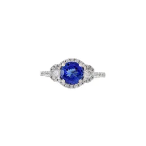 14KT White Gold Brilliant Round Tanzanite And Diamond Ring