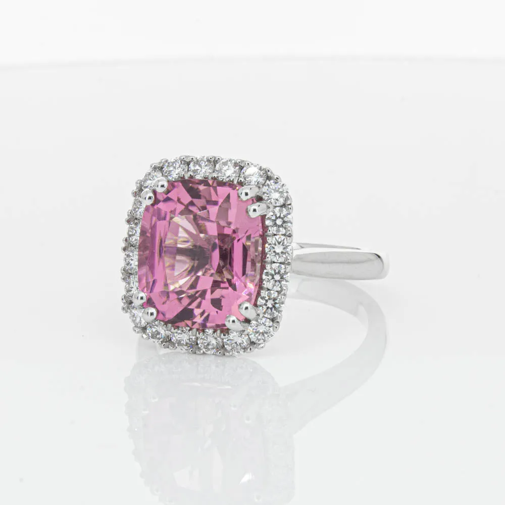 18ct White Gold Pink Tourmaline & Diamond Ring