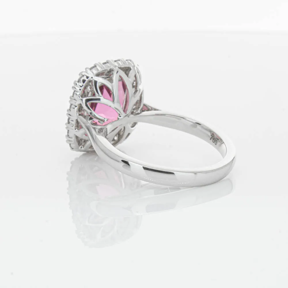 18ct White Gold Pink Tourmaline & Diamond Ring