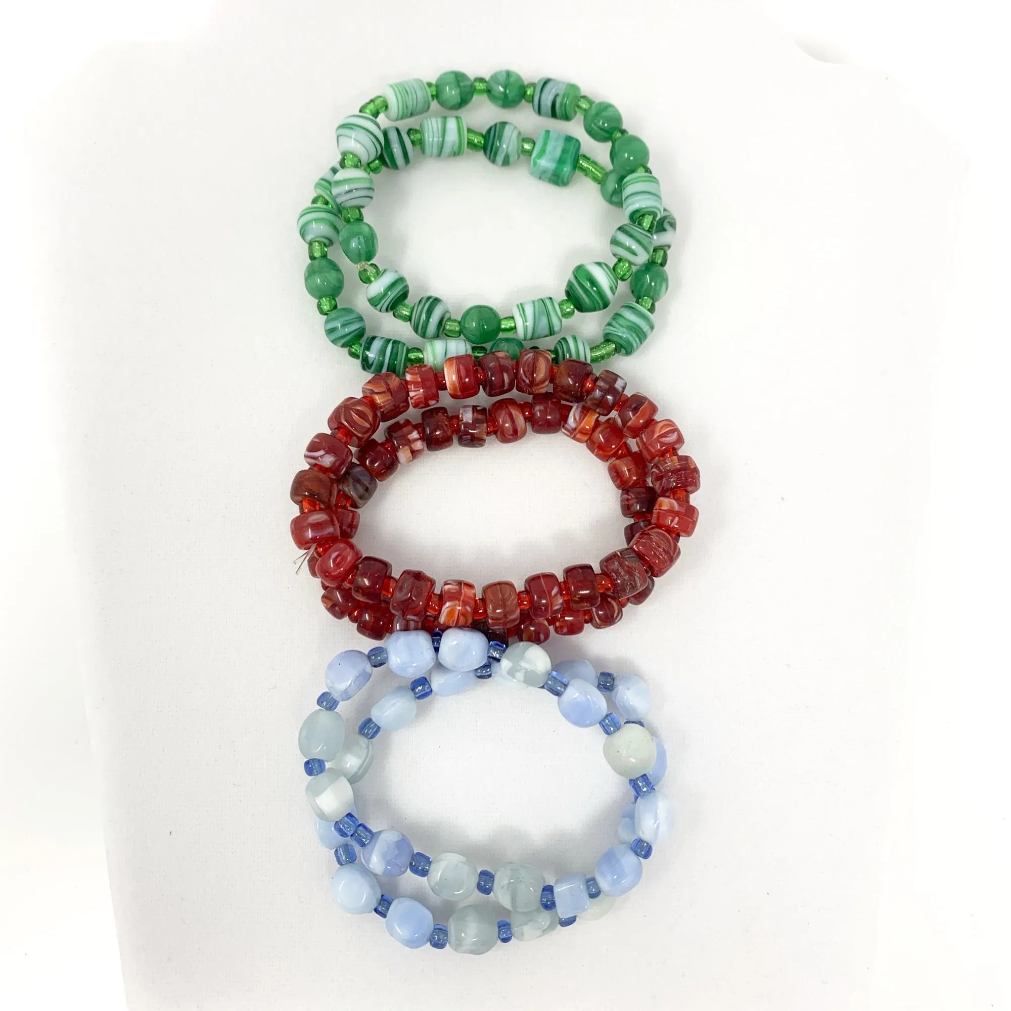 7.5" Assorted Color and Shape Glass Bead Bracelet (Dozen)