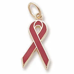Aids Ribbon Charm In Yellow Gold