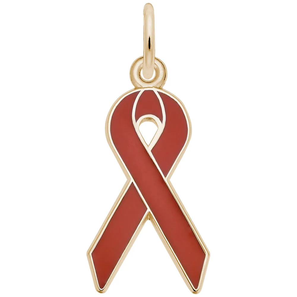 Aids Ribbon Charm In Yellow Gold