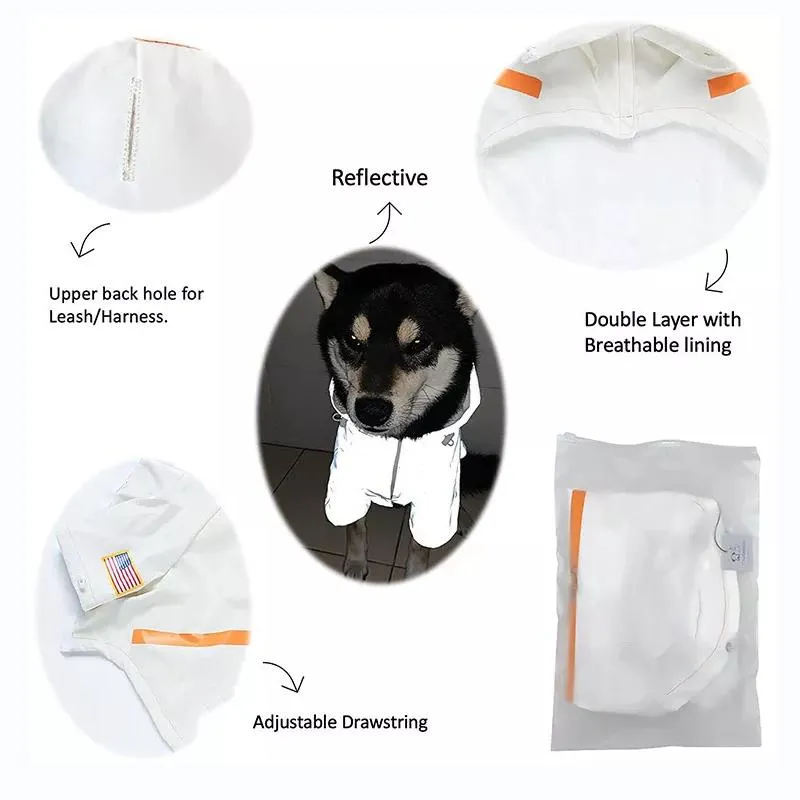 American Trendy Pet Astronaut Flight Suit: Full Reflective Dog Coat Raincoat Jacket Luxury Dog Clothes Raincoat Jacket Reflective Space Suit Hoodies Pet Coat Clothing For Large Medium Small Dogs Apparel Costume