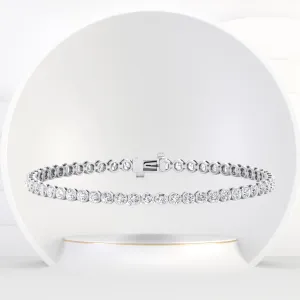 Bezel Set Natural Diamond Tennis Bracelet 14K Solid Gold