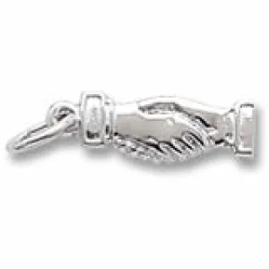 Clasped Hands Charm In 14K White Gold