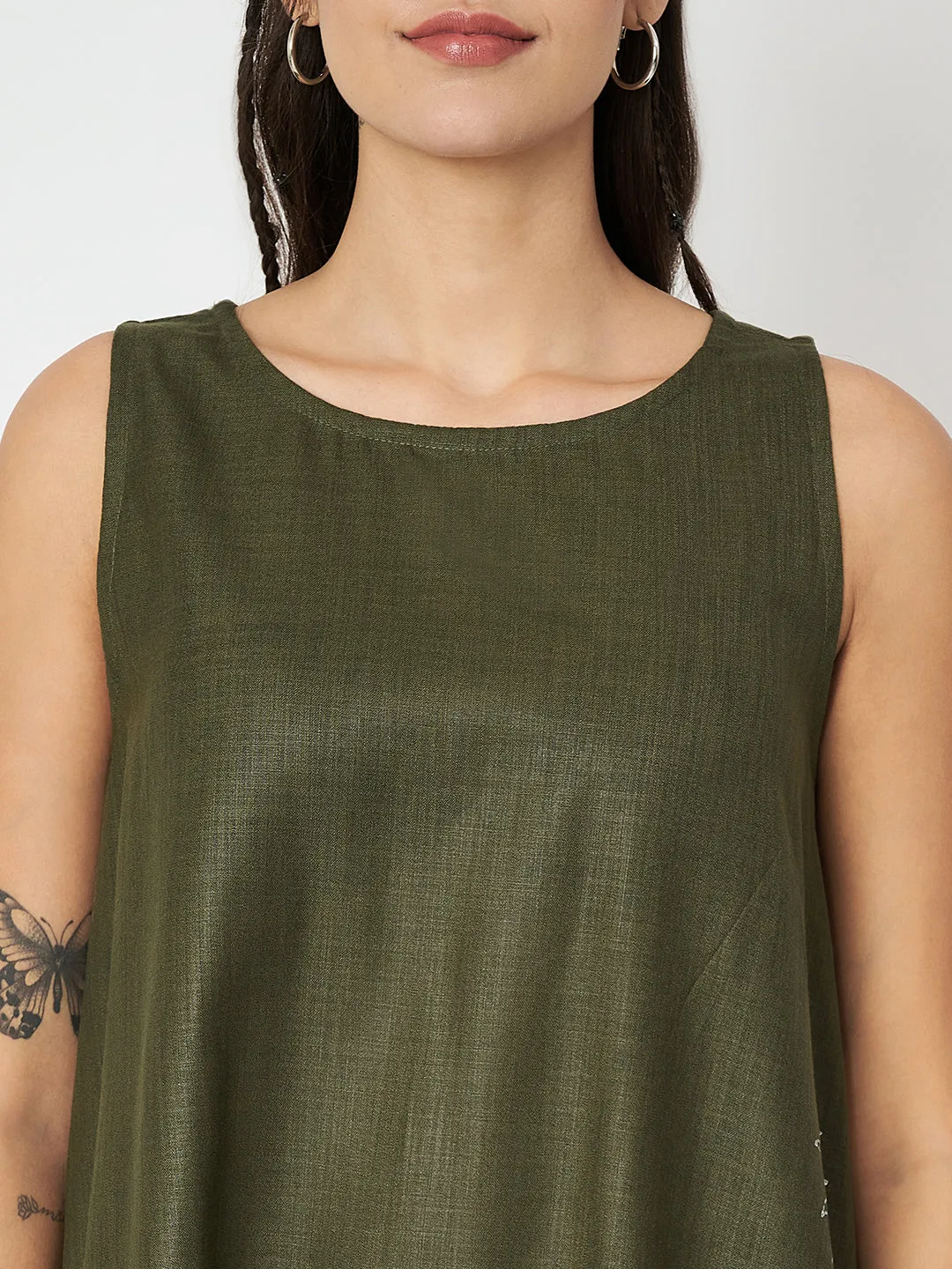 Cotton Block Printed Back Elastic Dress