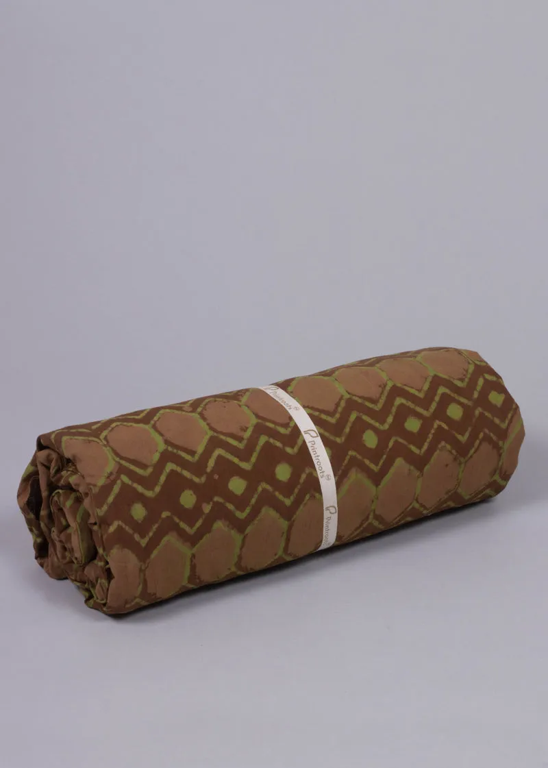 Diamond In The Rough Waters Caramel Cotton Hand Block Printed Fabric