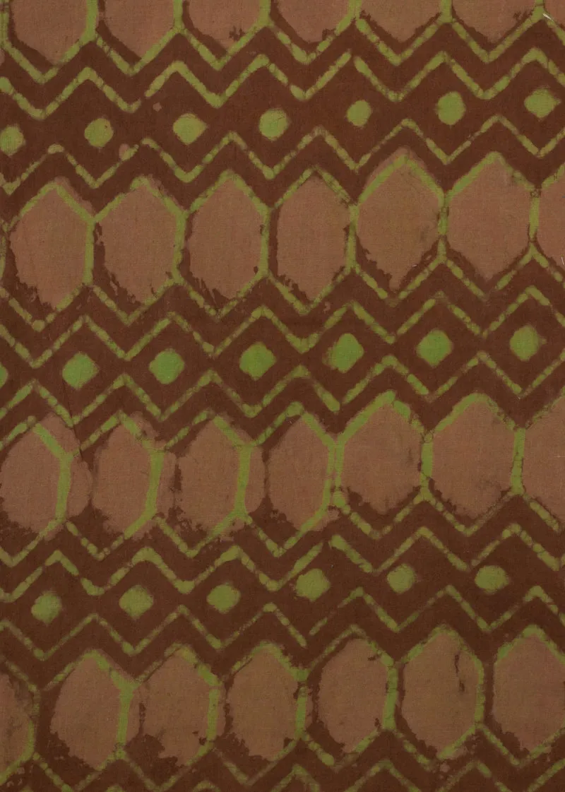 Diamond In The Rough Waters Caramel Cotton Hand Block Printed Fabric