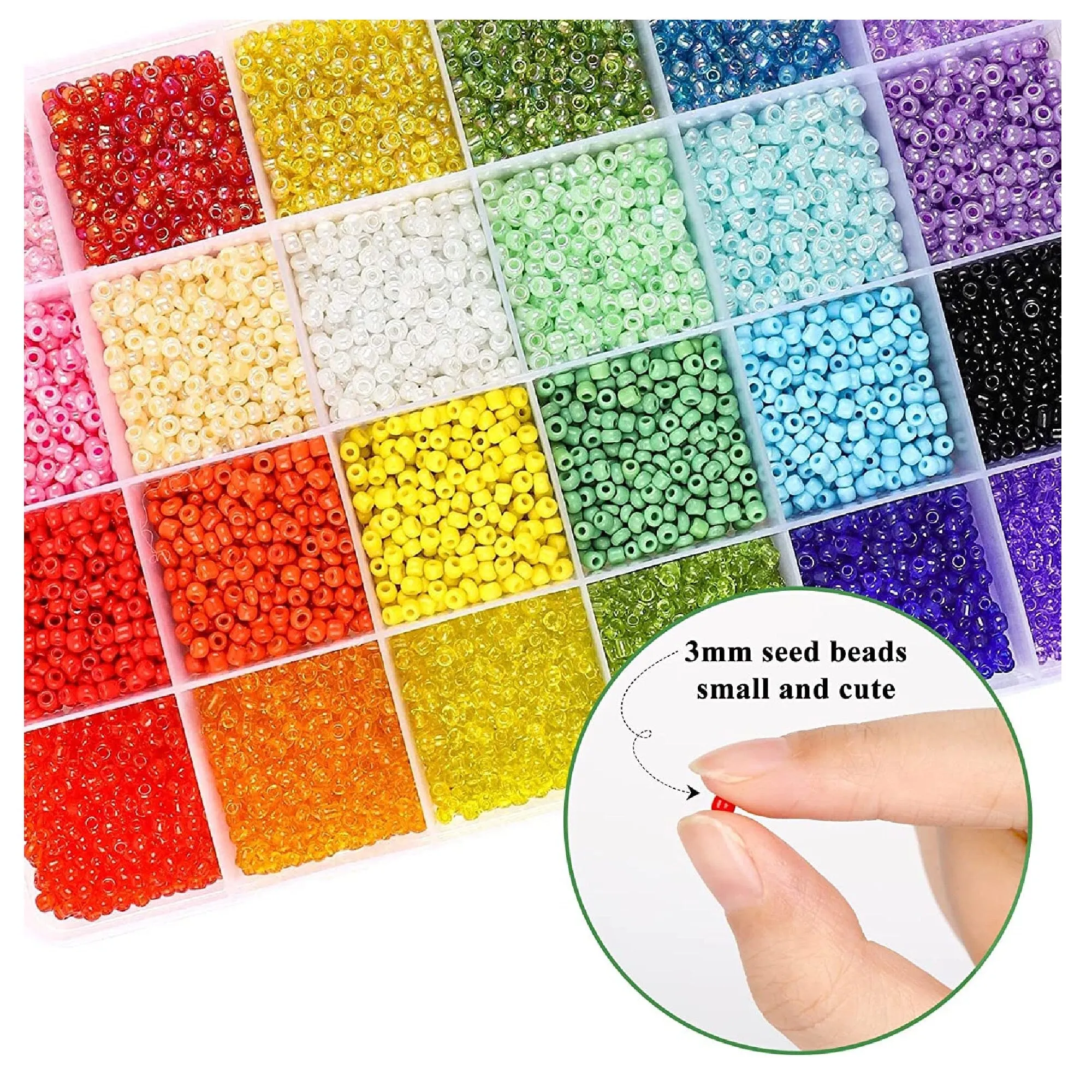 DICOBD Craft Beads Kit 10800 Pcs | 1200pcs 3mm Glass Seed Beads | Letter Beads for Friendship Bracelets