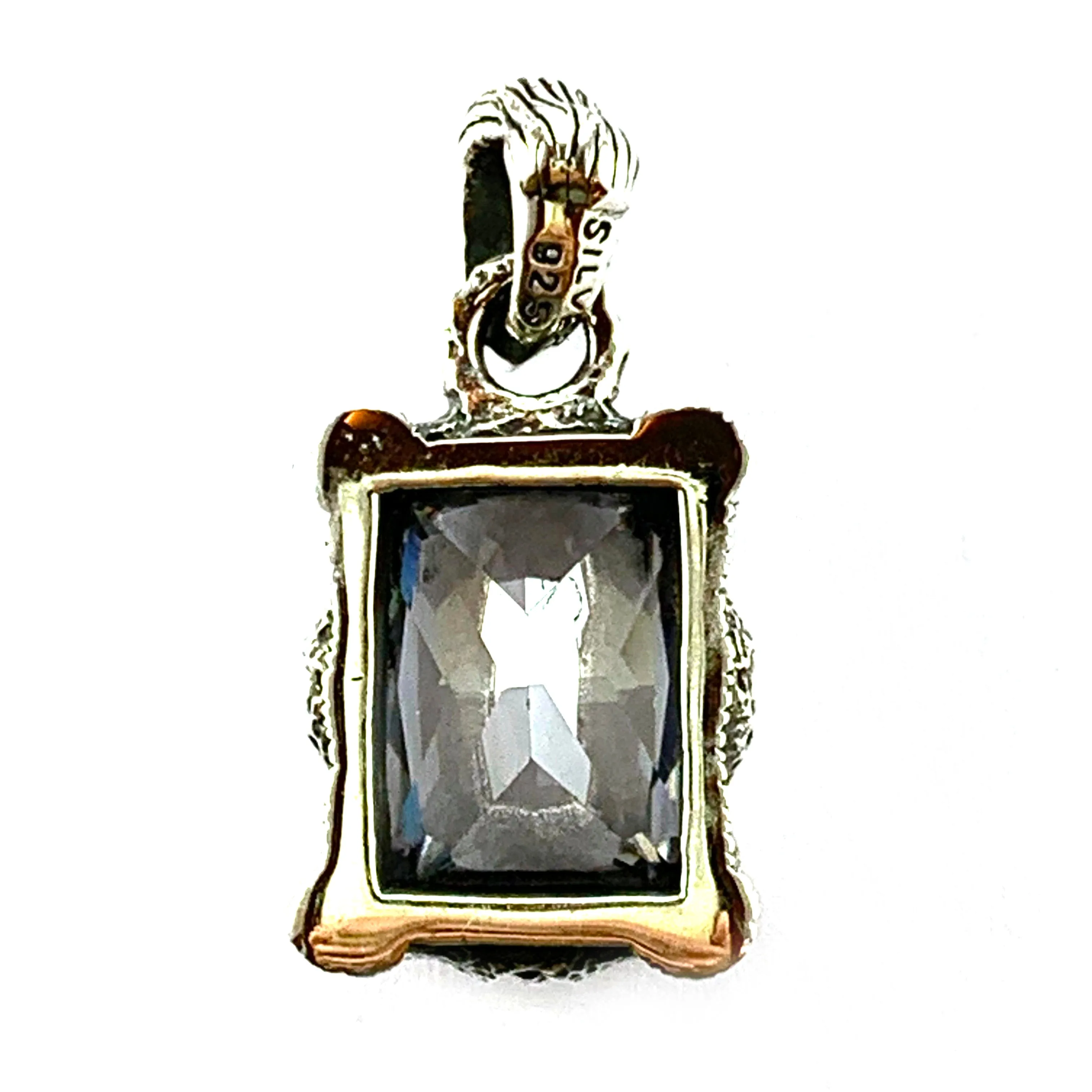 Dragon claw silver pendant with white CZ