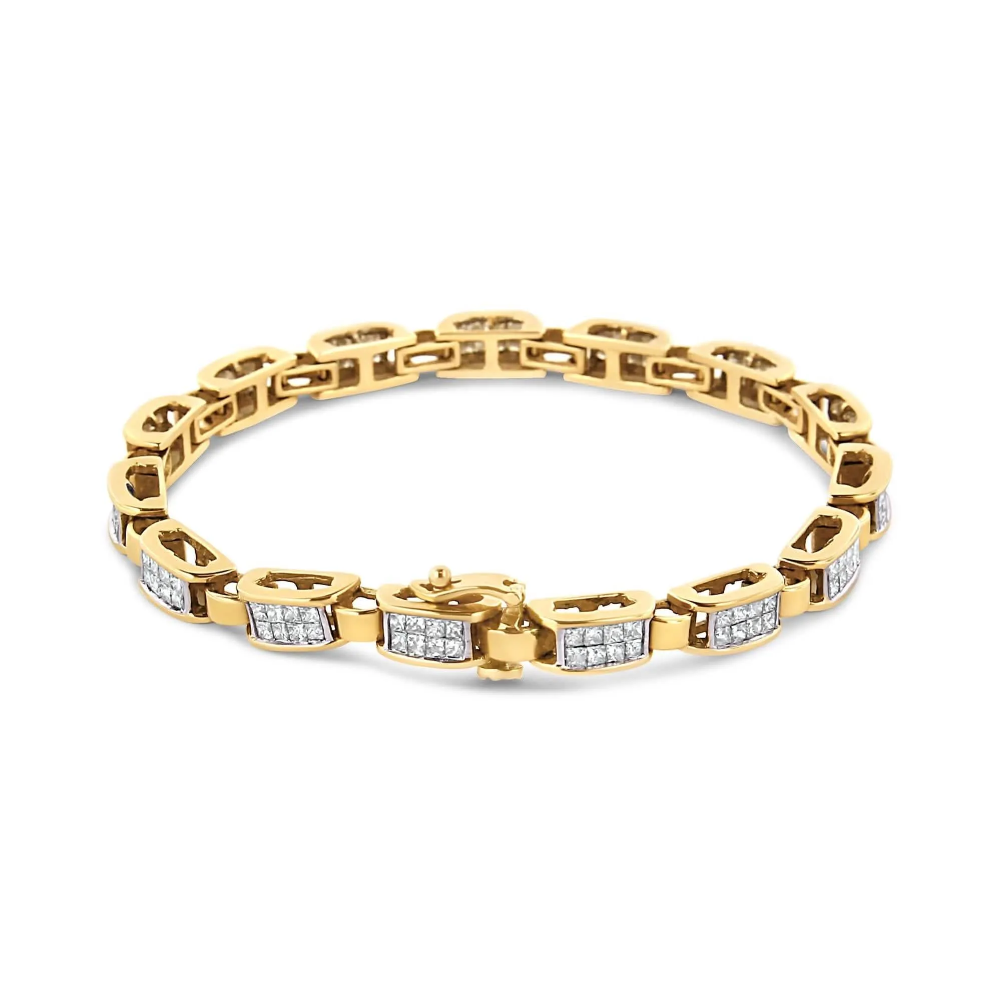 Elegant 14K Yellow Gold Princess-Cut Diamond Tennis Bracelet with 2.5 Cttw Sparkle