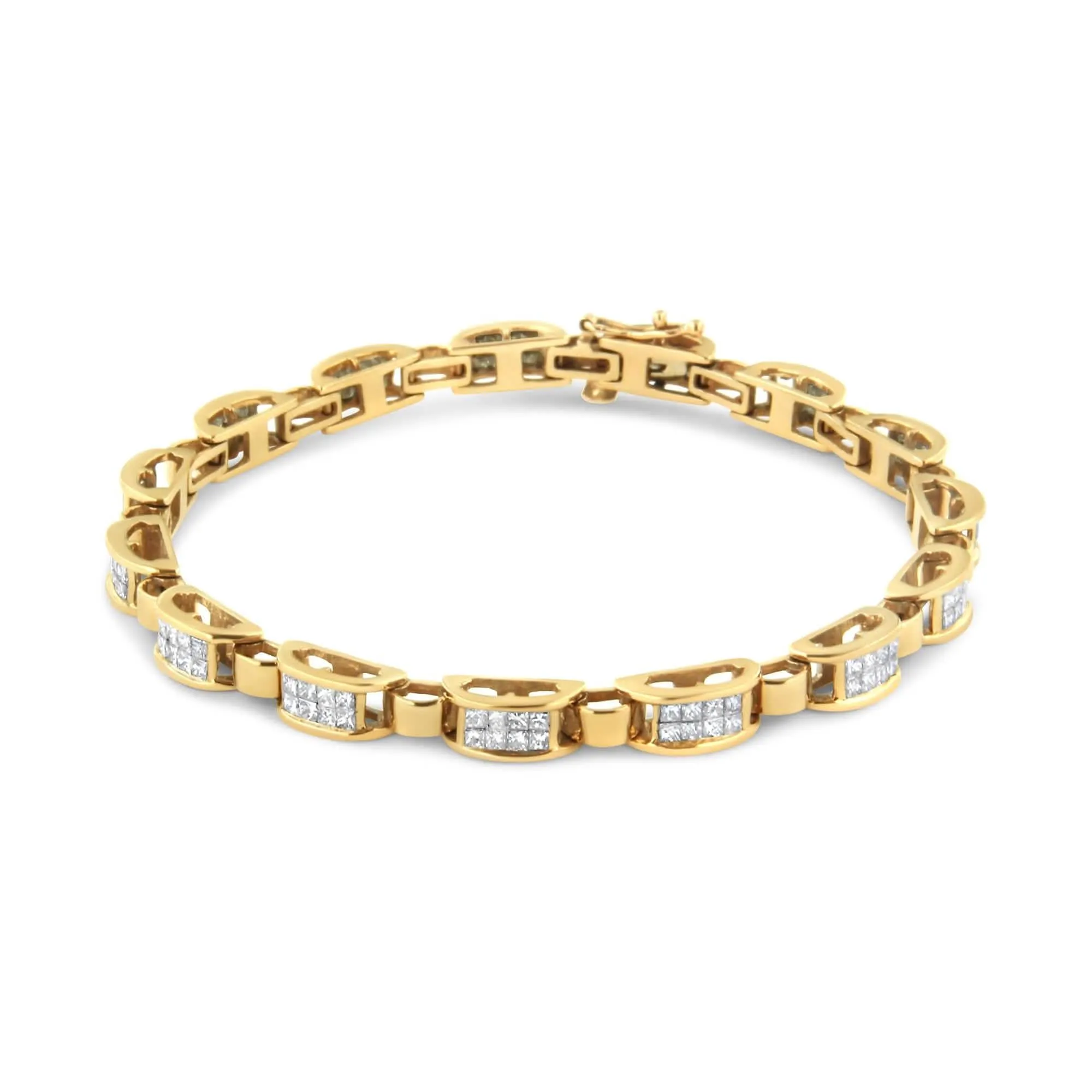 Elegant 14K Yellow Gold Princess-Cut Diamond Tennis Bracelet with 2.5 Cttw Sparkle