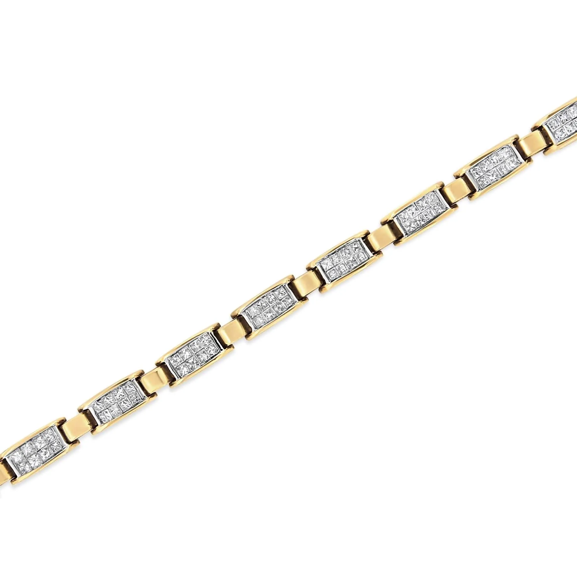 Elegant 14K Yellow Gold Princess-Cut Diamond Tennis Bracelet with 2.5 Cttw Sparkle