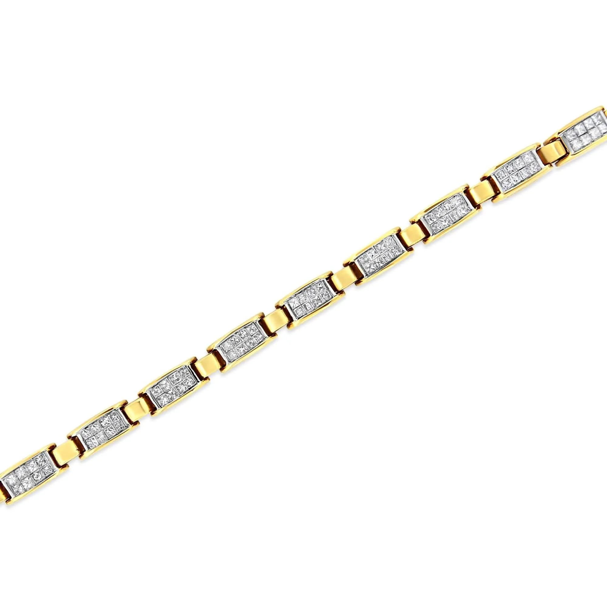 Elegant 14K Yellow Gold Princess-Cut Diamond Tennis Bracelet with 2.5 Cttw Sparkle