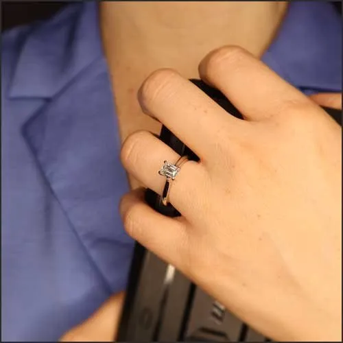 Emerald Cut Diamond Engagement Ring Platinum