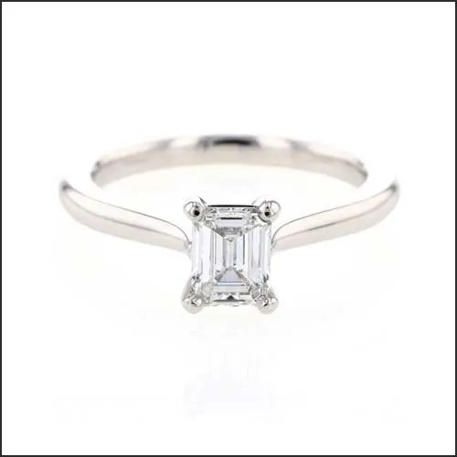 Emerald Cut Diamond Engagement Ring Platinum