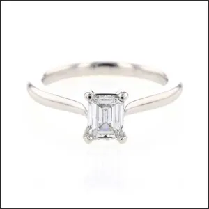 Emerald Cut Diamond Engagement Ring Platinum