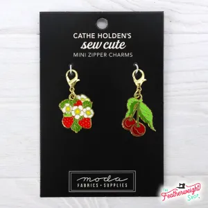 Enamel Charm Zipper Pull by Cathe Holden - MINI STRAWBERRY & CHERRY