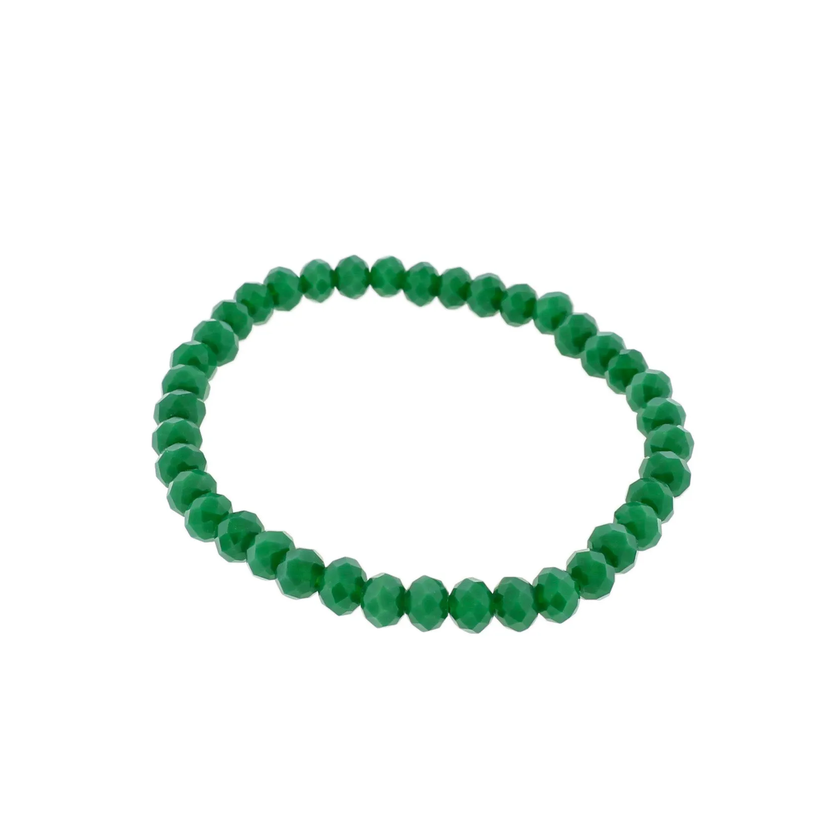 Faceted Glass Bead Bracelet 65mm - Forest Green - 1 Bracelet - BB209
