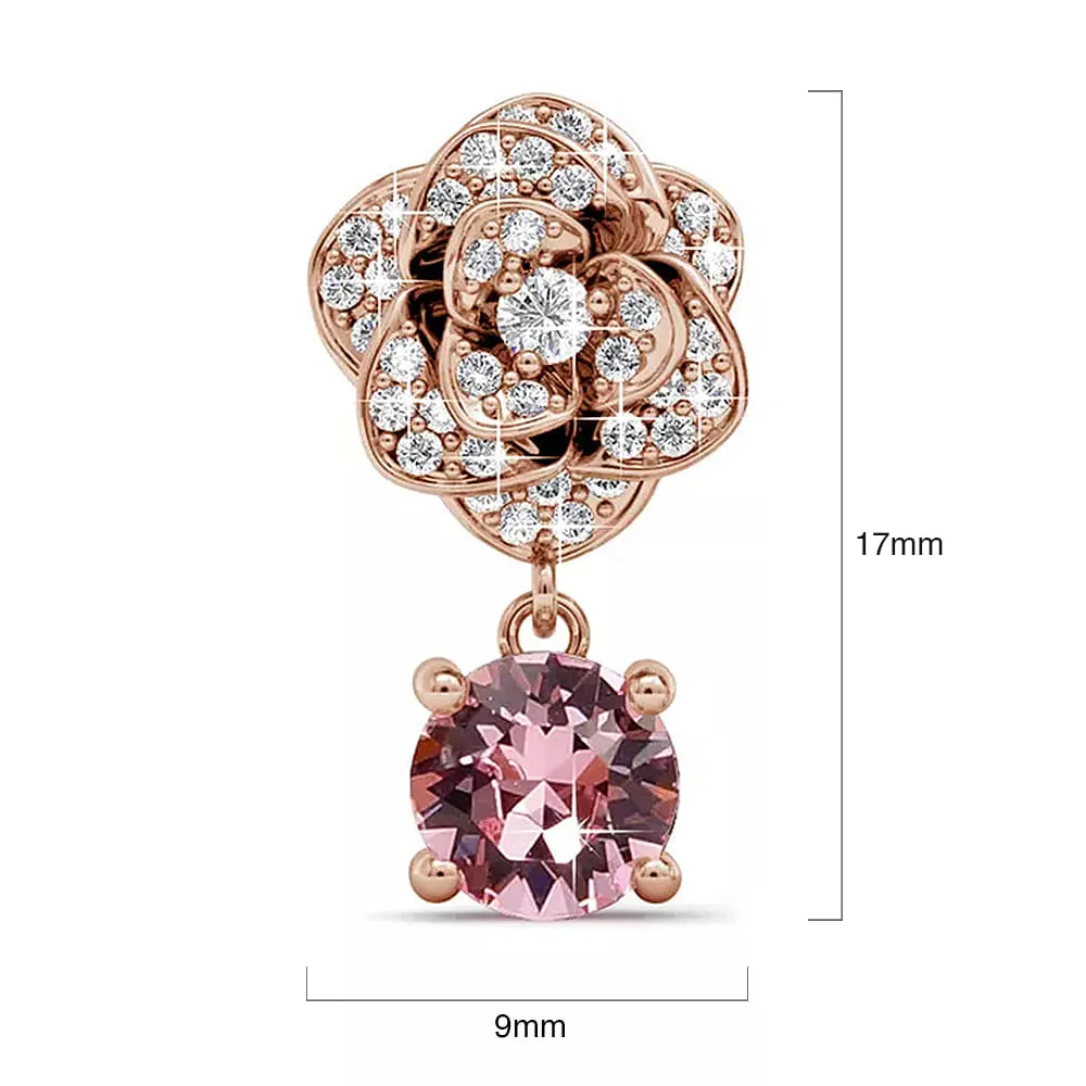 Flower Blush Earrings Embellished With SWAROVSKI Crystals in Rose Gold