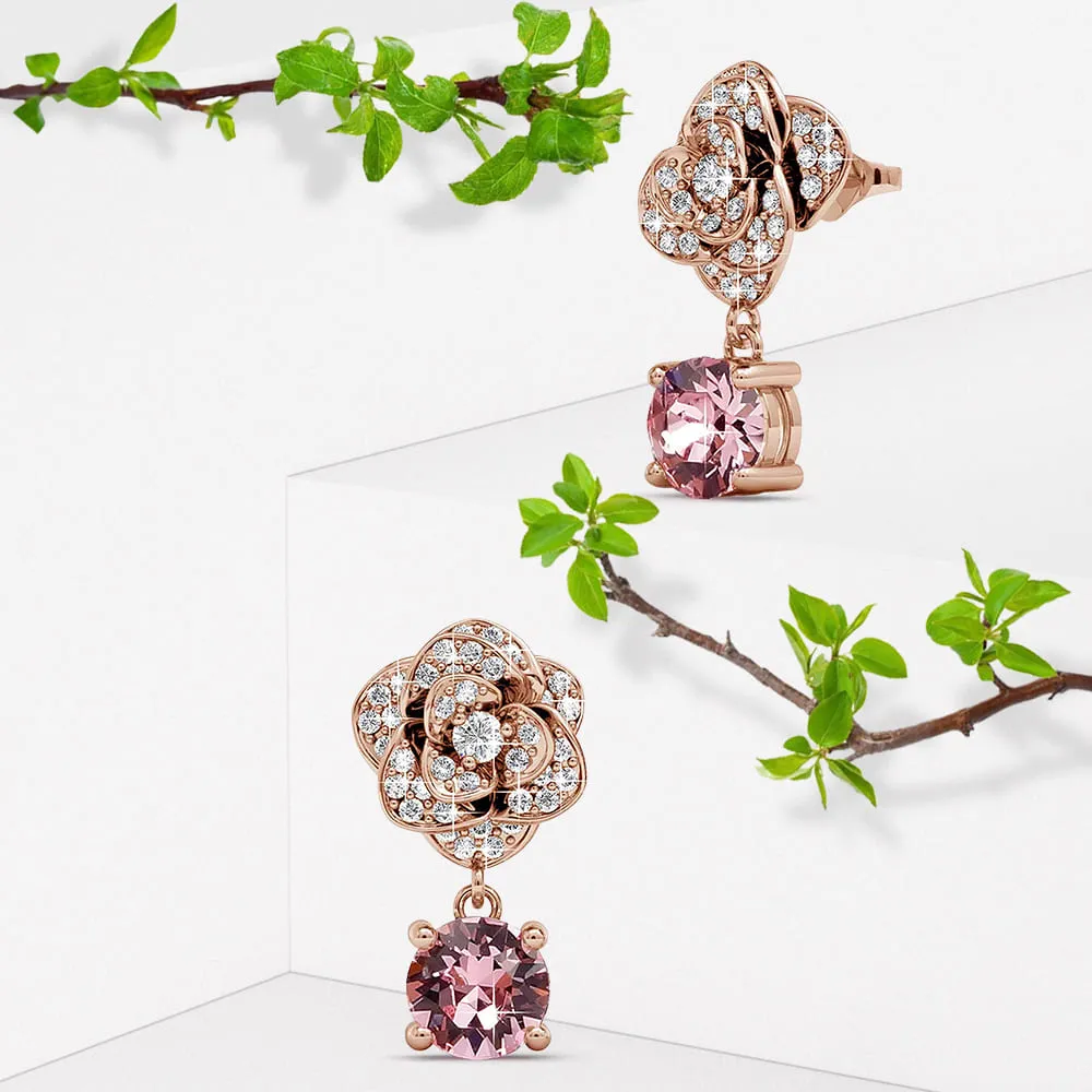 Flower Blush Earrings Embellished With SWAROVSKI Crystals in Rose Gold