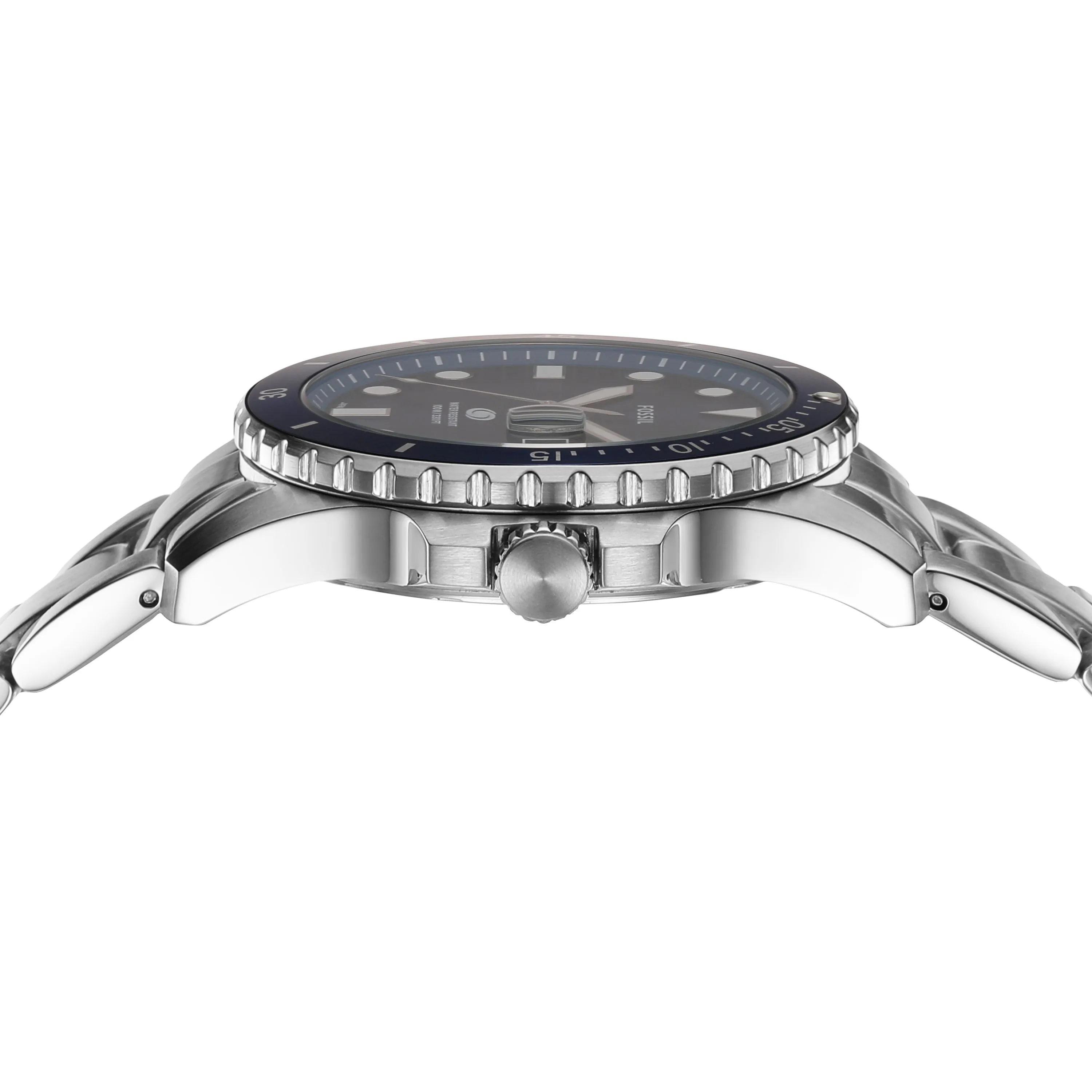 Fossil Silver Stainless Steel Blue Dial Men's Watch FS6029