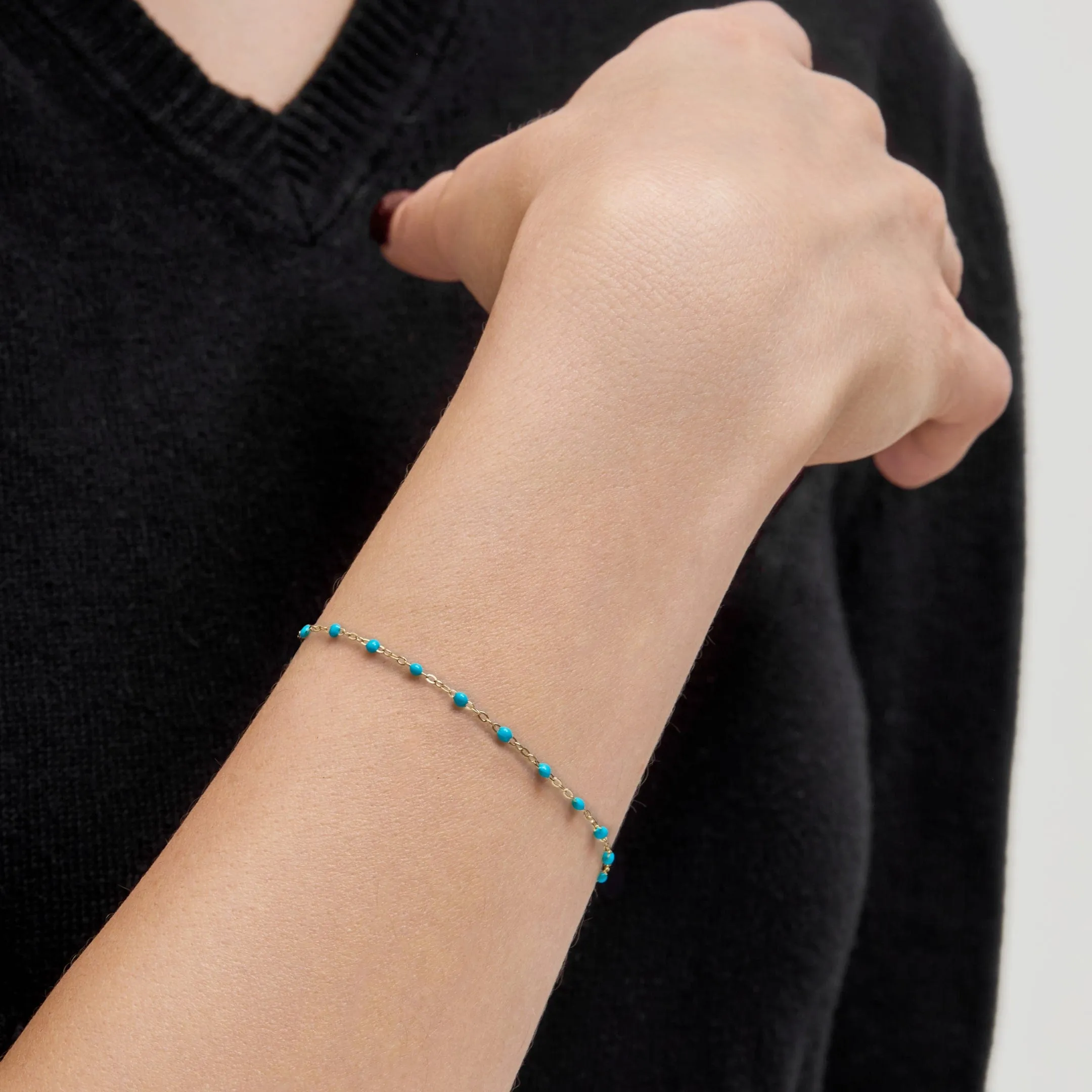 Gigi Clozeau Classic Yellow Gold Bracelet in Turquoise Green