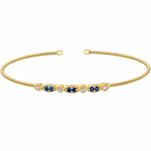 Gold Finish Sterling Silver Cable Cuff Bracelet - LL7021B-G-SAP