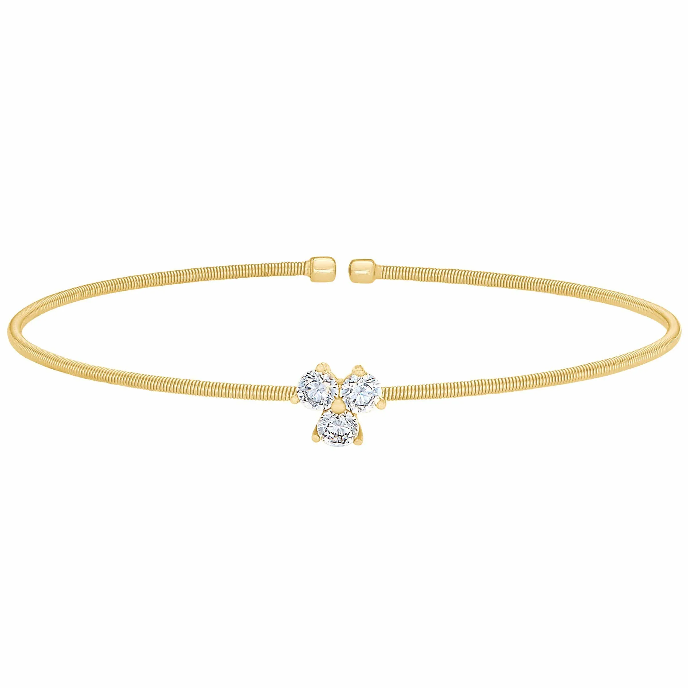 Gold Finish Sterling Silver Cable Cuff Bracelet - LL7066B-G