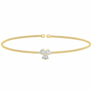 Gold Finish Sterling Silver Cable Cuff Bracelet - LL7066B-G