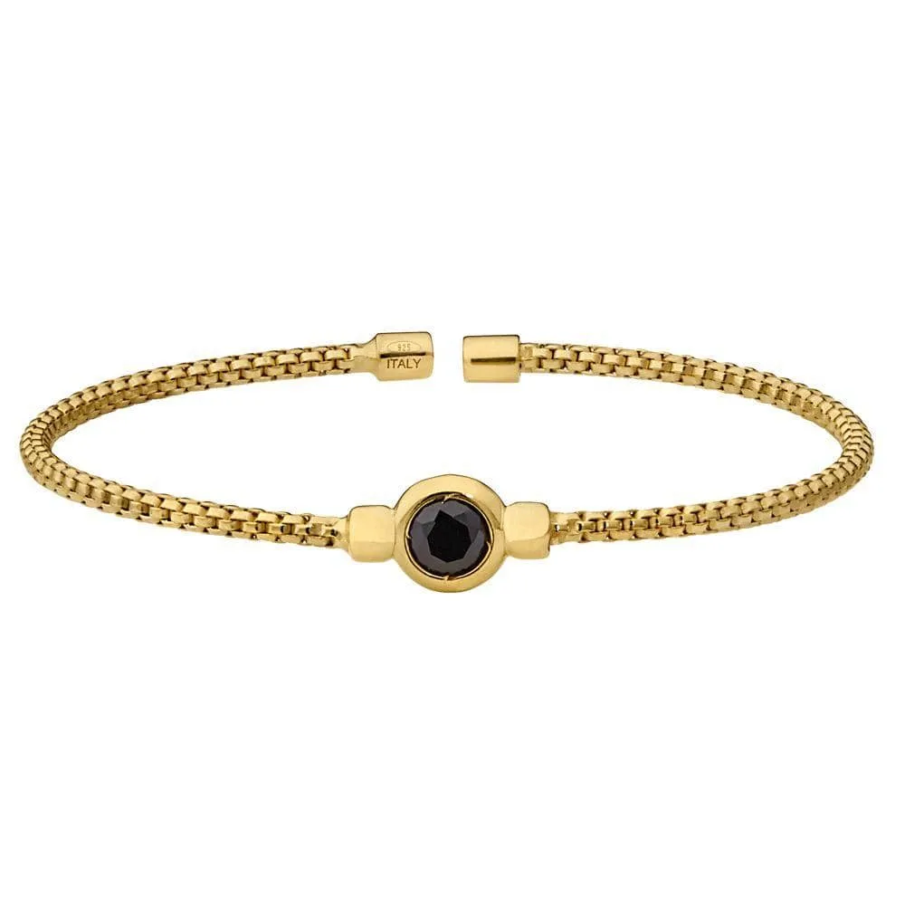 Gold Finish Sterling Silver Rounded Box Link Cuff Bracelet - LL7102B-G