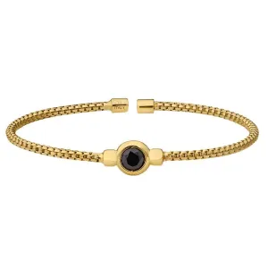 Gold Finish Sterling Silver Rounded Box Link Cuff Bracelet - LL7102B-G