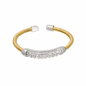 Gold Finish Sterling Silver Single Cable Cuff Ring - LL7005R-G/RH