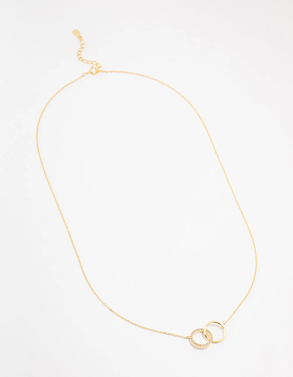 Gold Plated Sterling Silver Pave Link Hoop Necklace