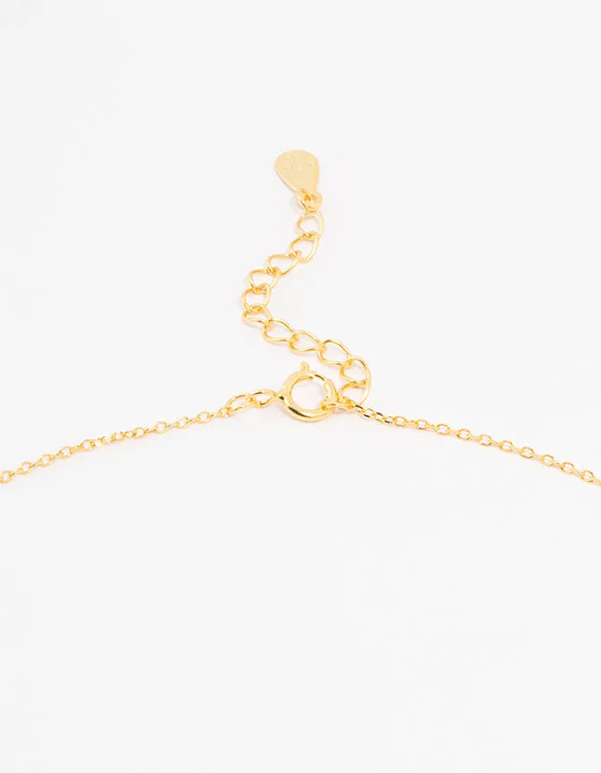 Gold Plated Sterling Silver Pave Link Hoop Necklace