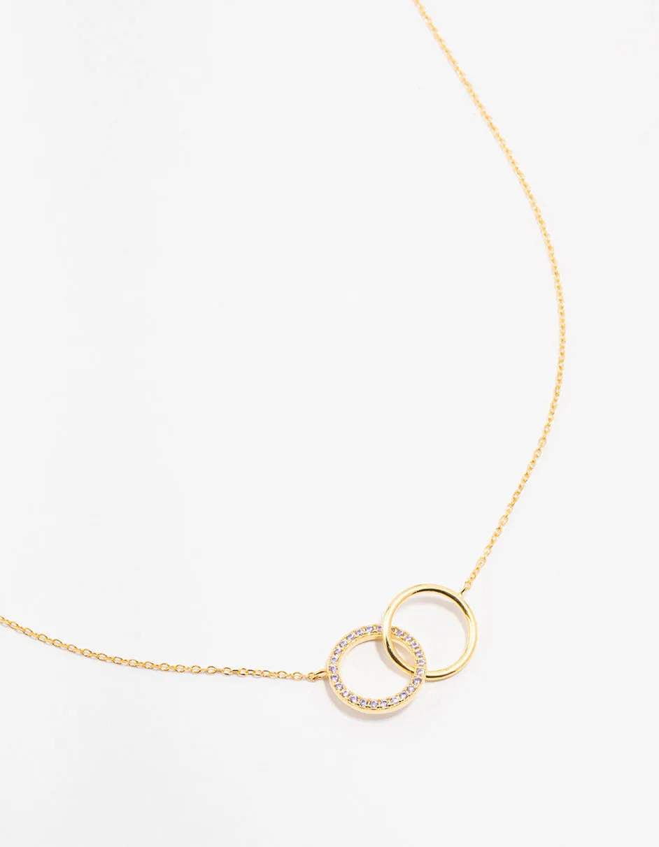 Gold Plated Sterling Silver Pave Link Hoop Necklace