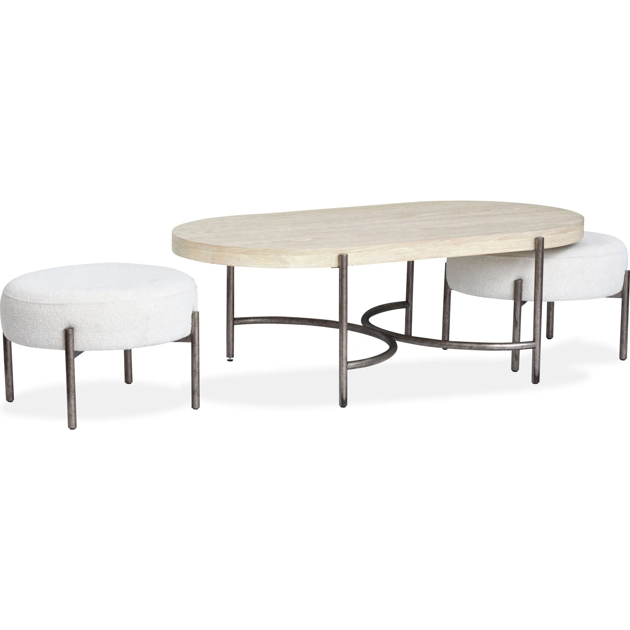 Jennings Cocktail Table w/2 Ottomans - Edgecomb Grey