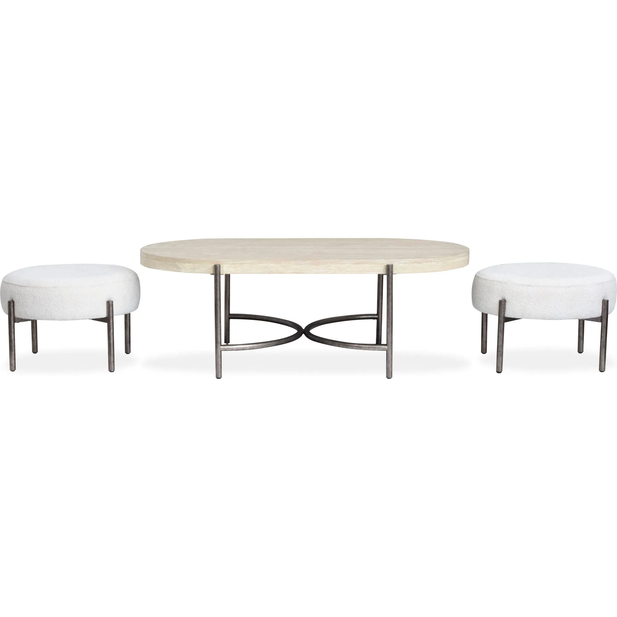 Jennings Cocktail Table w/2 Ottomans - Edgecomb Grey