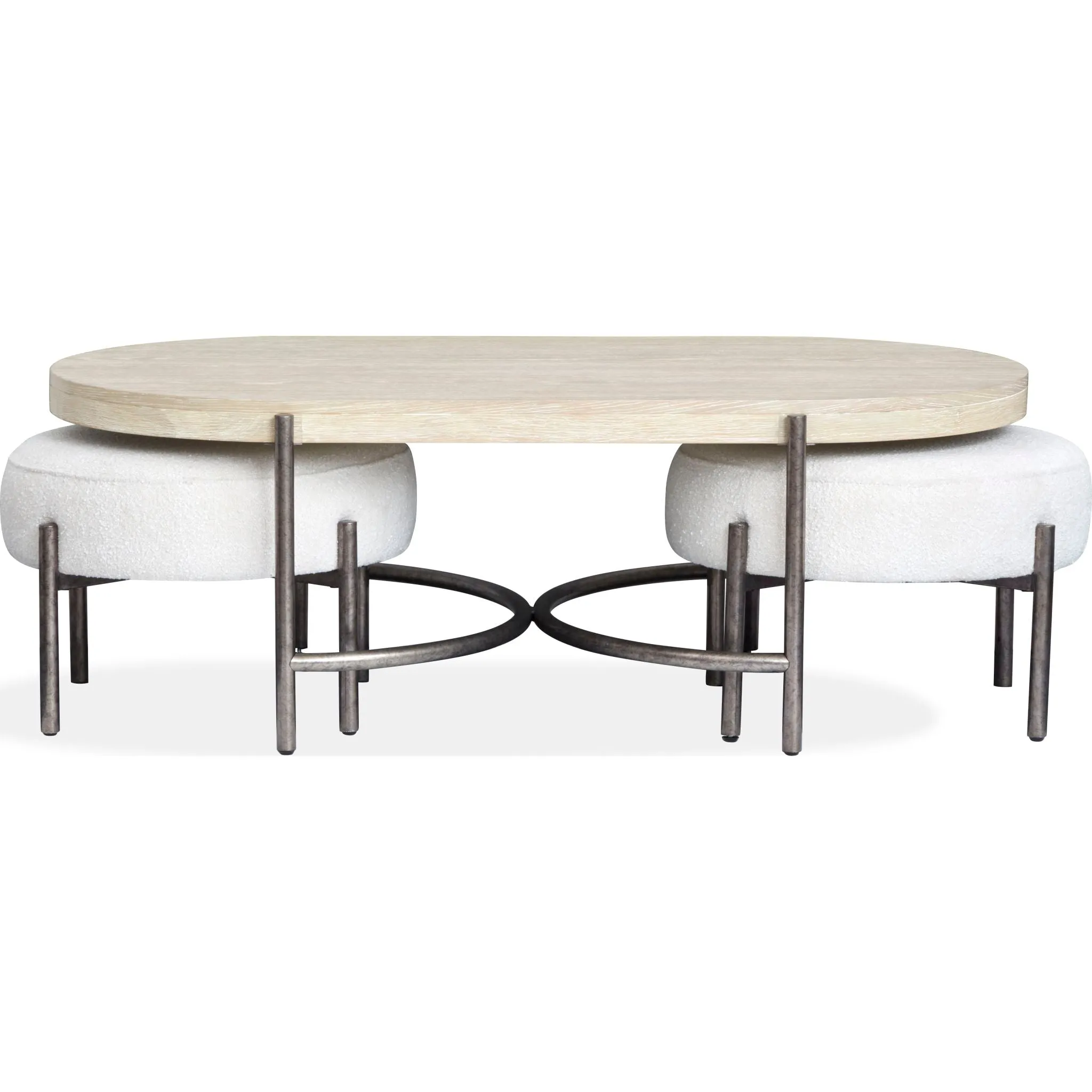 Jennings Cocktail Table w/2 Ottomans - Edgecomb Grey