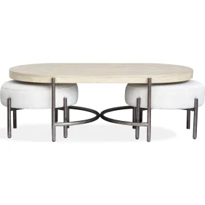 Jennings Cocktail Table w/2 Ottomans - Edgecomb Grey