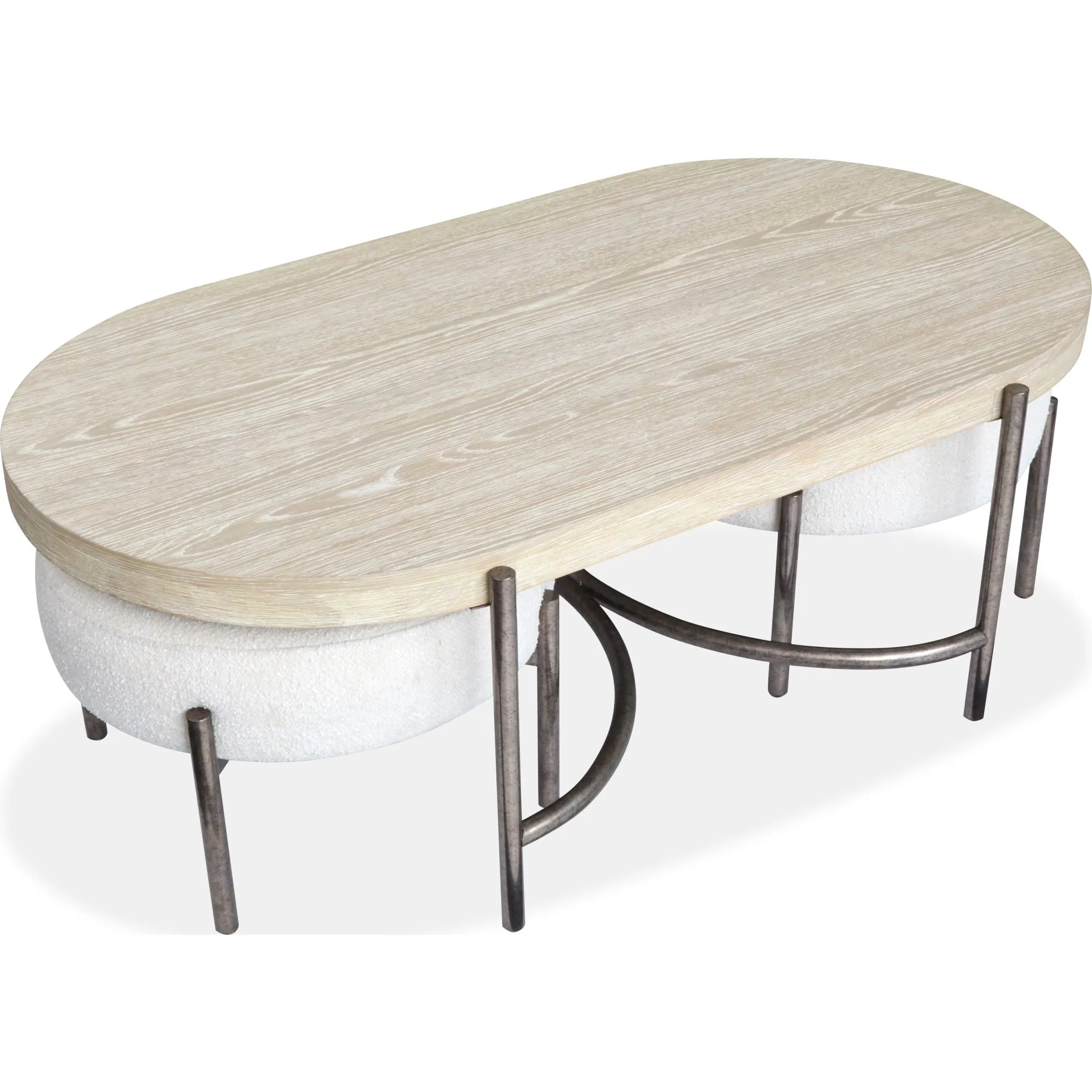 Jennings Cocktail Table w/2 Ottomans - Edgecomb Grey
