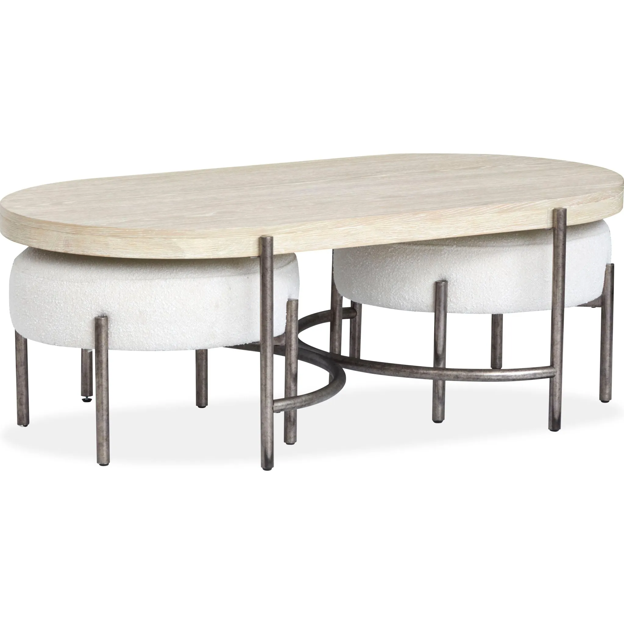 Jennings Cocktail Table w/2 Ottomans - Edgecomb Grey