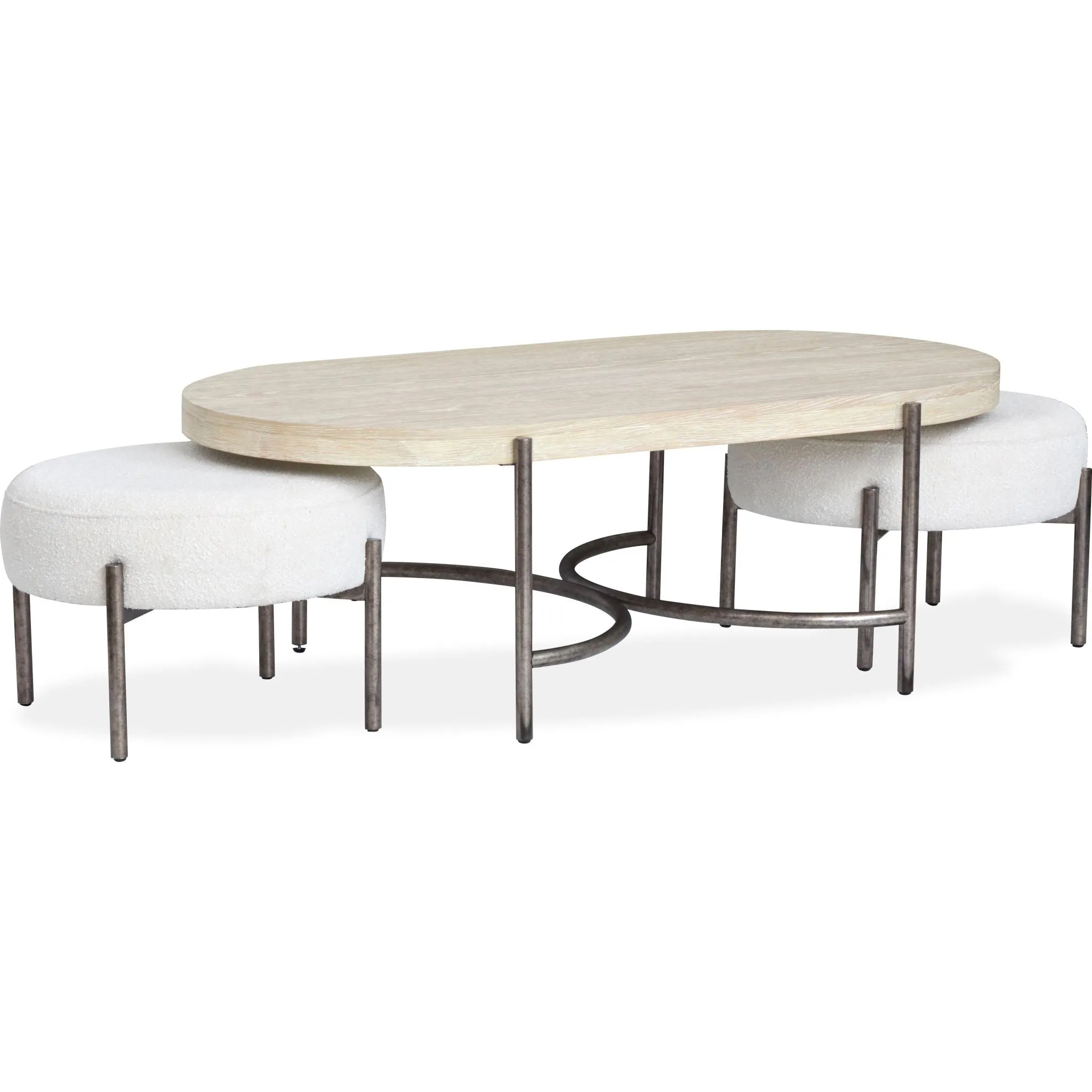 Jennings Cocktail Table w/2 Ottomans - Edgecomb Grey