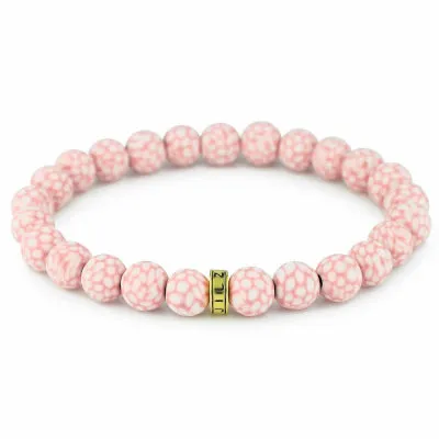 JILZARAH Dusty Rose Tortoise Shell Bead Stack Bracelet