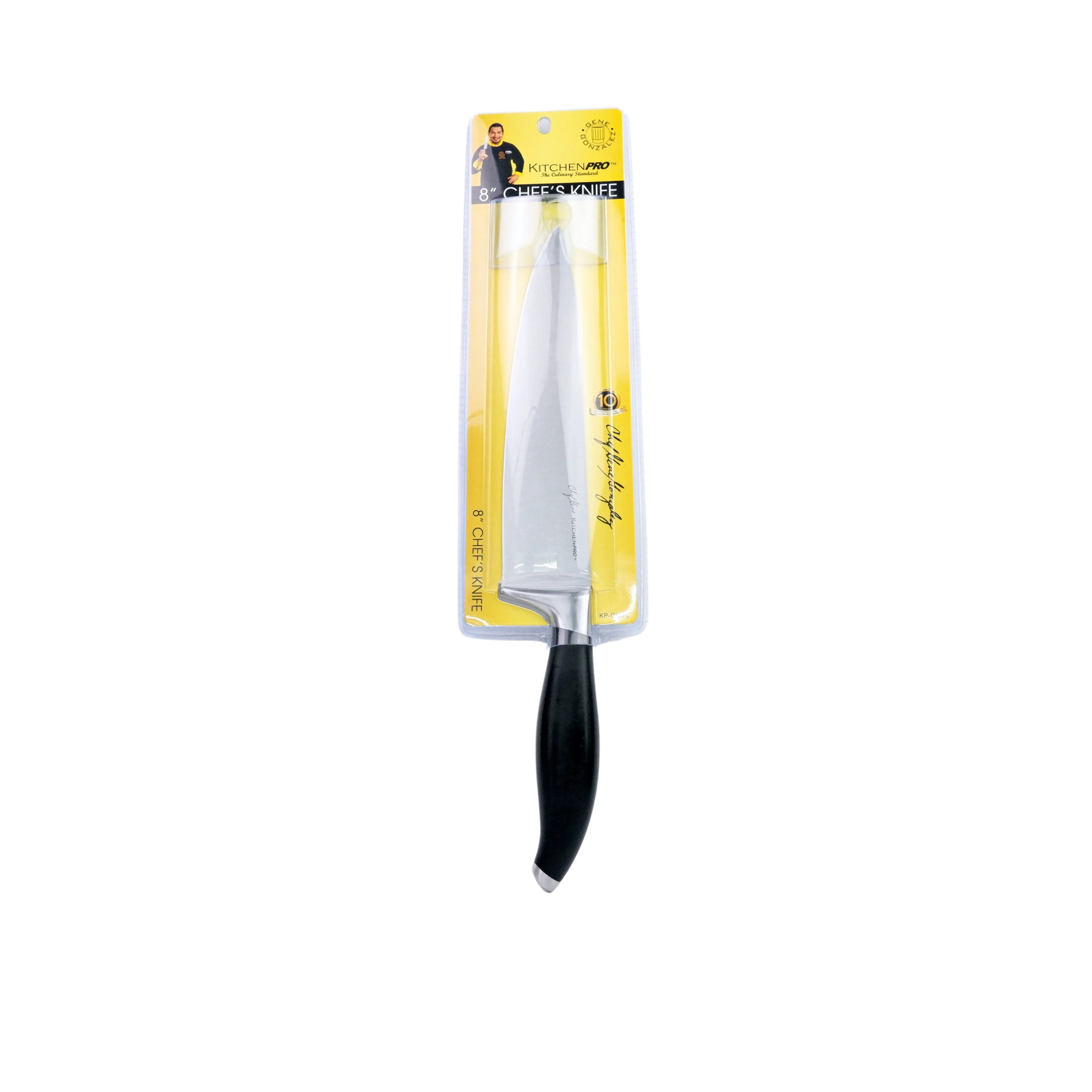 Kitchen Pro Chef Gene Gonzales Flair Collection Stainless Chef's Knife with Black Handle