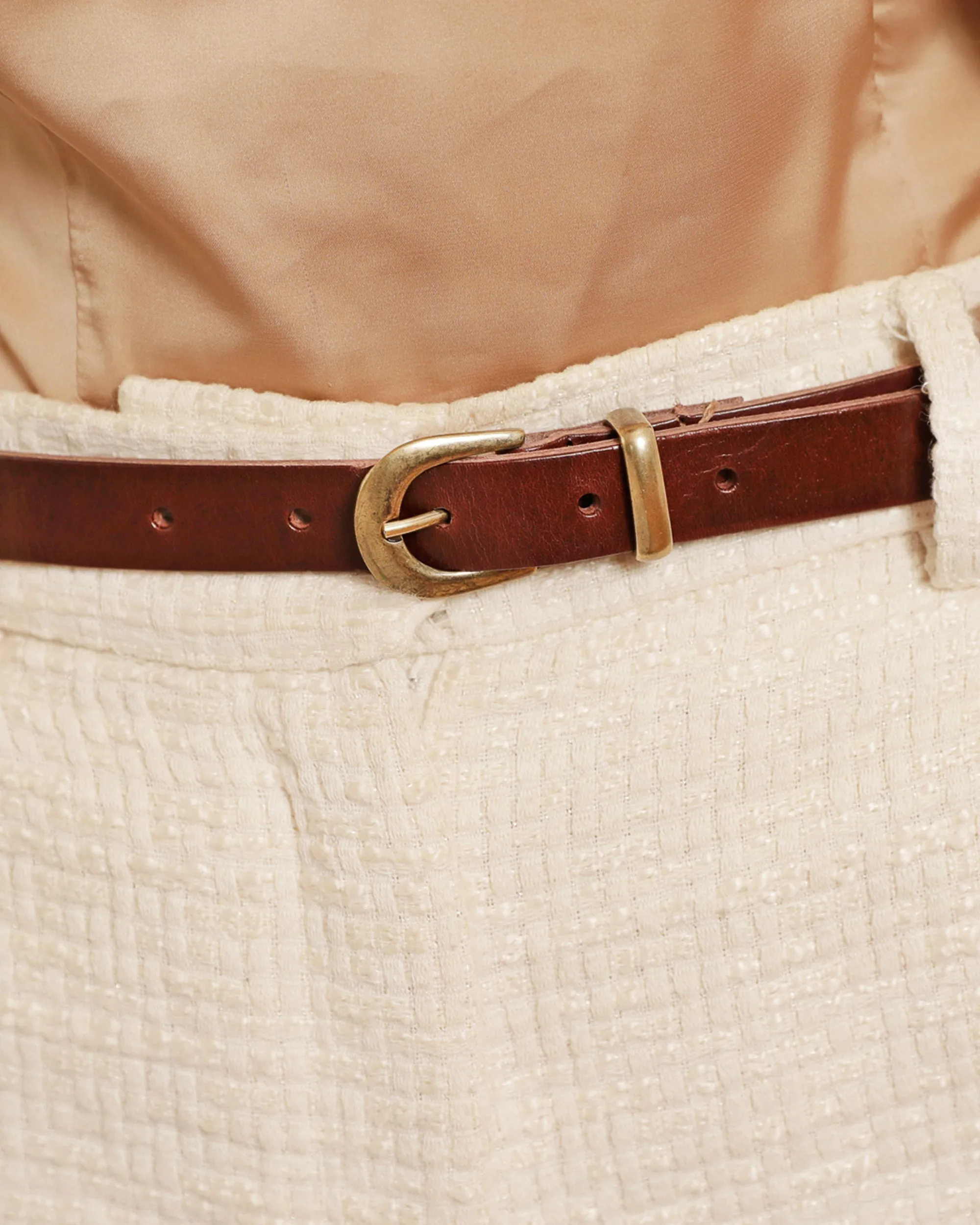 MADE TO ORDER Ank | Skinny Leather Belt with Gold Buckle & Keeper