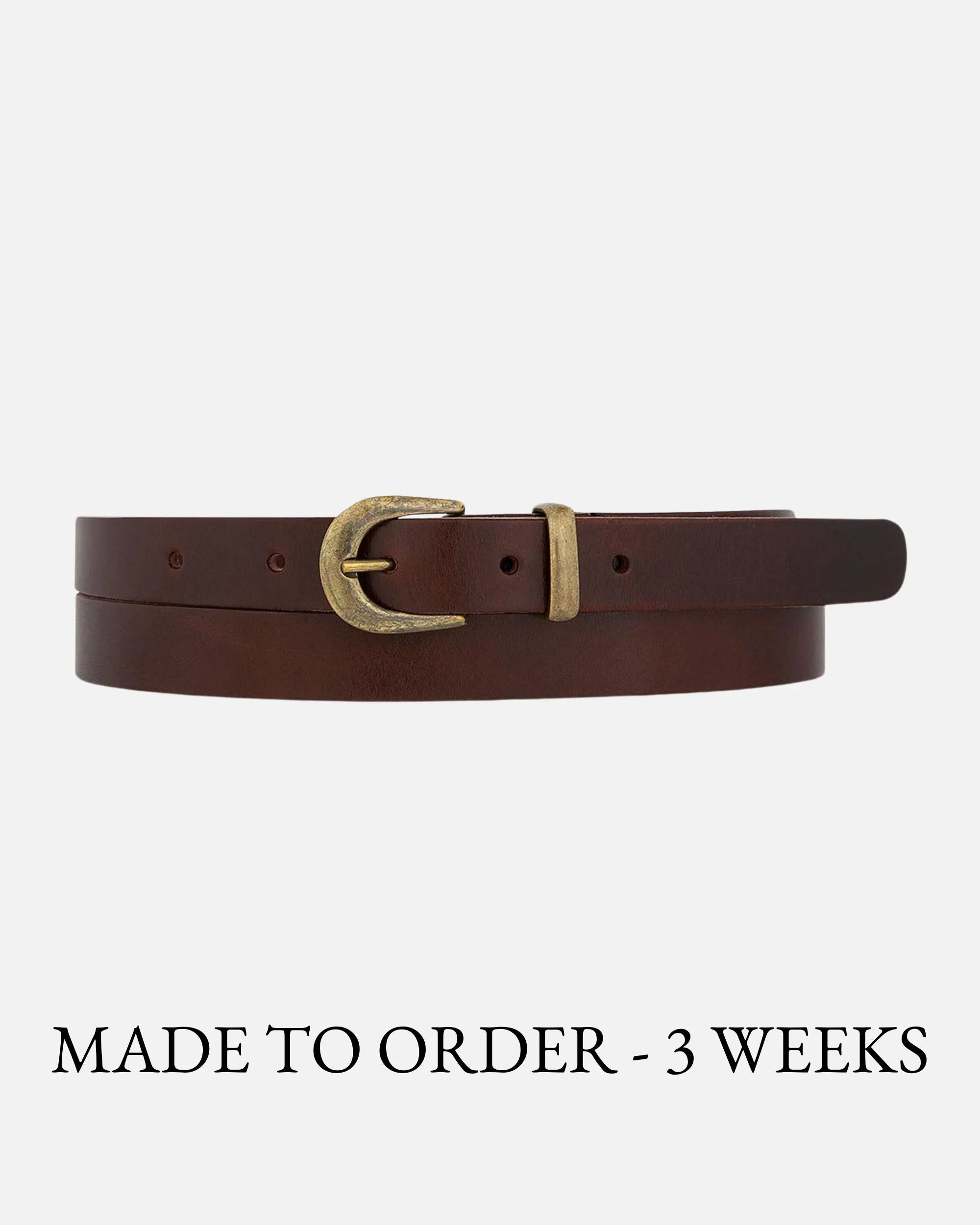 MADE TO ORDER Ank | Skinny Leather Belt with Gold Buckle & Keeper