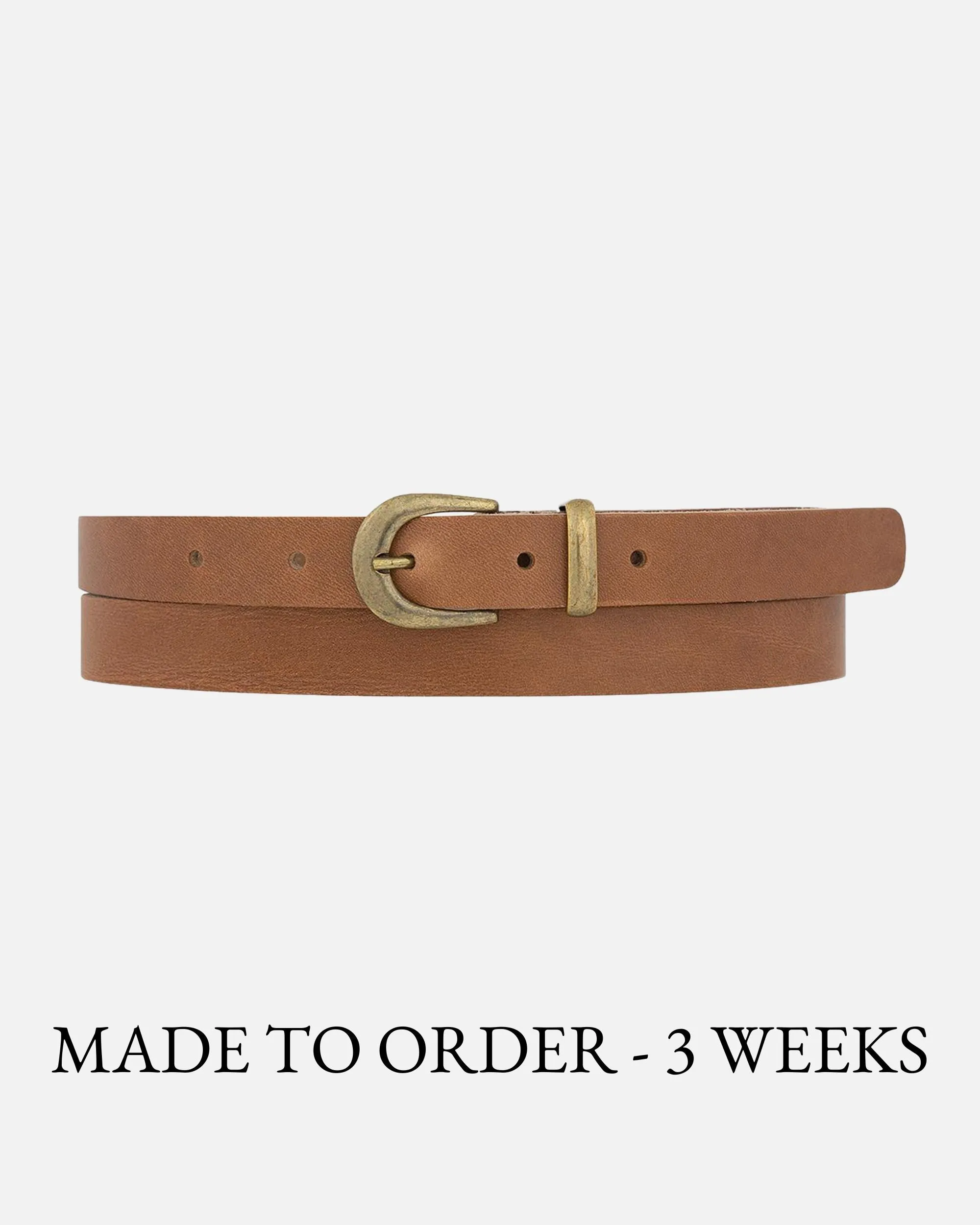 MADE TO ORDER Ank | Skinny Leather Belt with Gold Buckle & Keeper