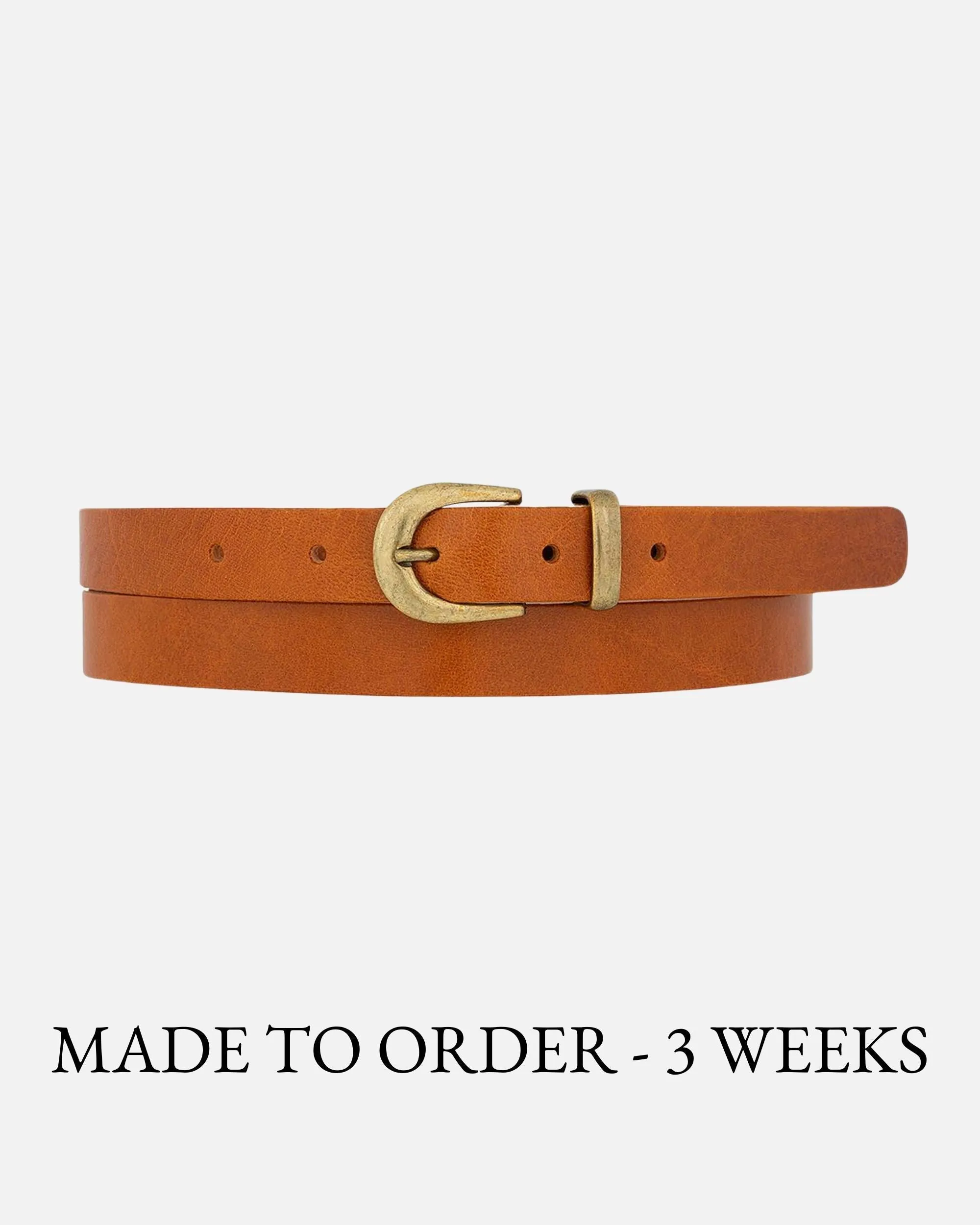 MADE TO ORDER Ank | Skinny Leather Belt with Gold Buckle & Keeper